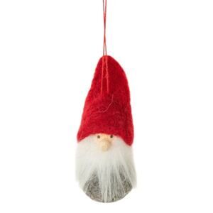 Silver Tree Santa Gnome Felt Ornament In Red/ Grey/ White NWT